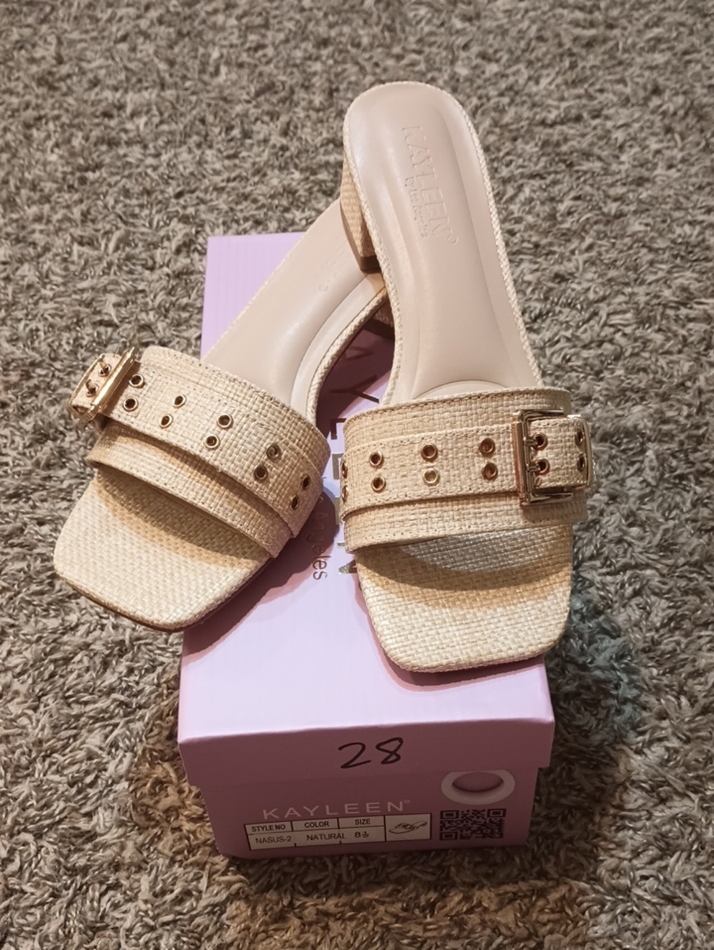 NIB Kayleen By Los Angeles Nasus Tan Women's Slip On Sandals W/BuckleSize:8.5